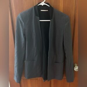 T Tahari Gray Collarless Black Detailed Blazer Jacket Size S